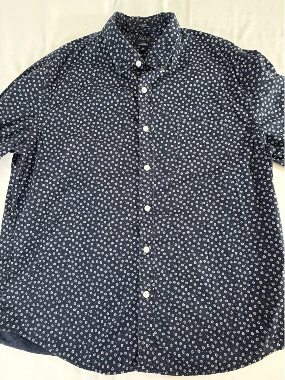 J.Crew Navy Floral Print Button-Up Shirt Men's XL